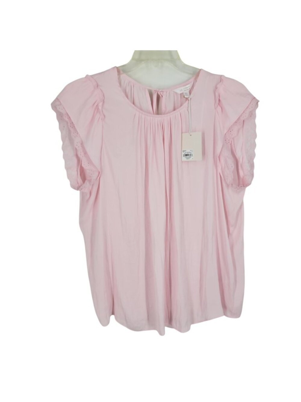 LC Lauren Conrad XL Pink Blouse Ruffle Flutter Sleeve Romantic NWT cottage boho